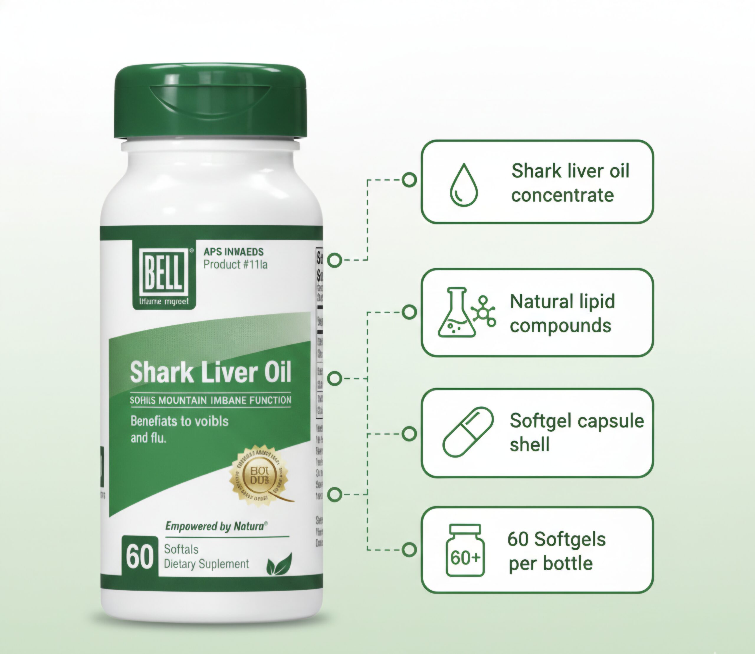 Bell’s Shark Liver Oil – Immune Support, Cold & Flu Relief, Natural Alkylglycerols (60s) - Image 3