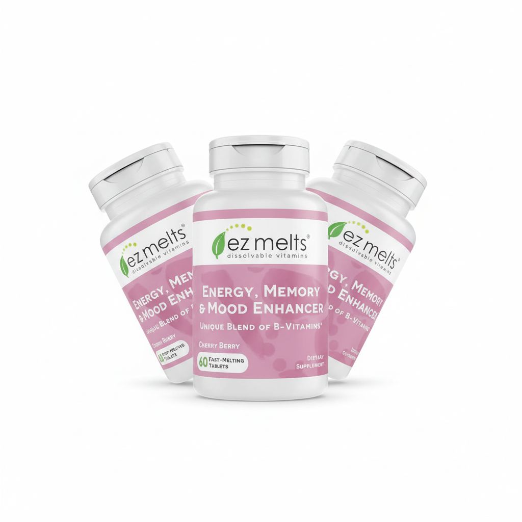 EZ Melts Energy, Memory & Mood Enhancer – Fast-Melting B-Vitamins – Cherry Berry – 60 Tablets - Image 5