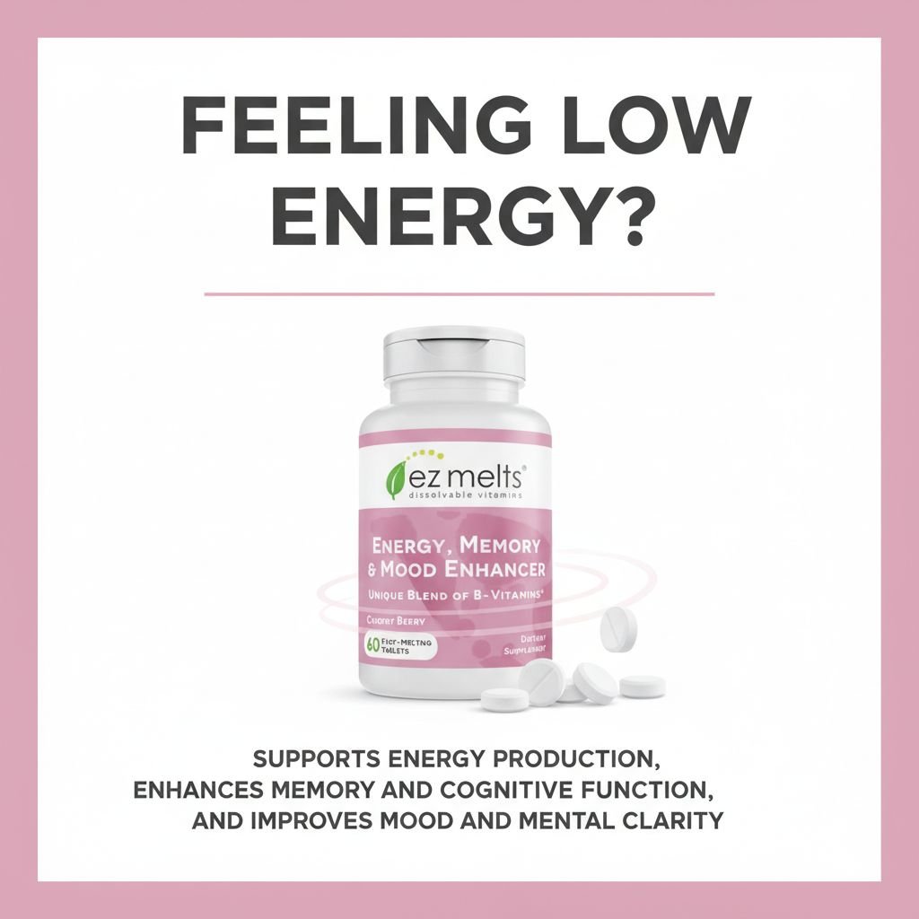 EZ Melts Energy, Memory & Mood Enhancer – Fast-Melting B-Vitamins – Cherry Berry – 60 Tablets - Image 3
