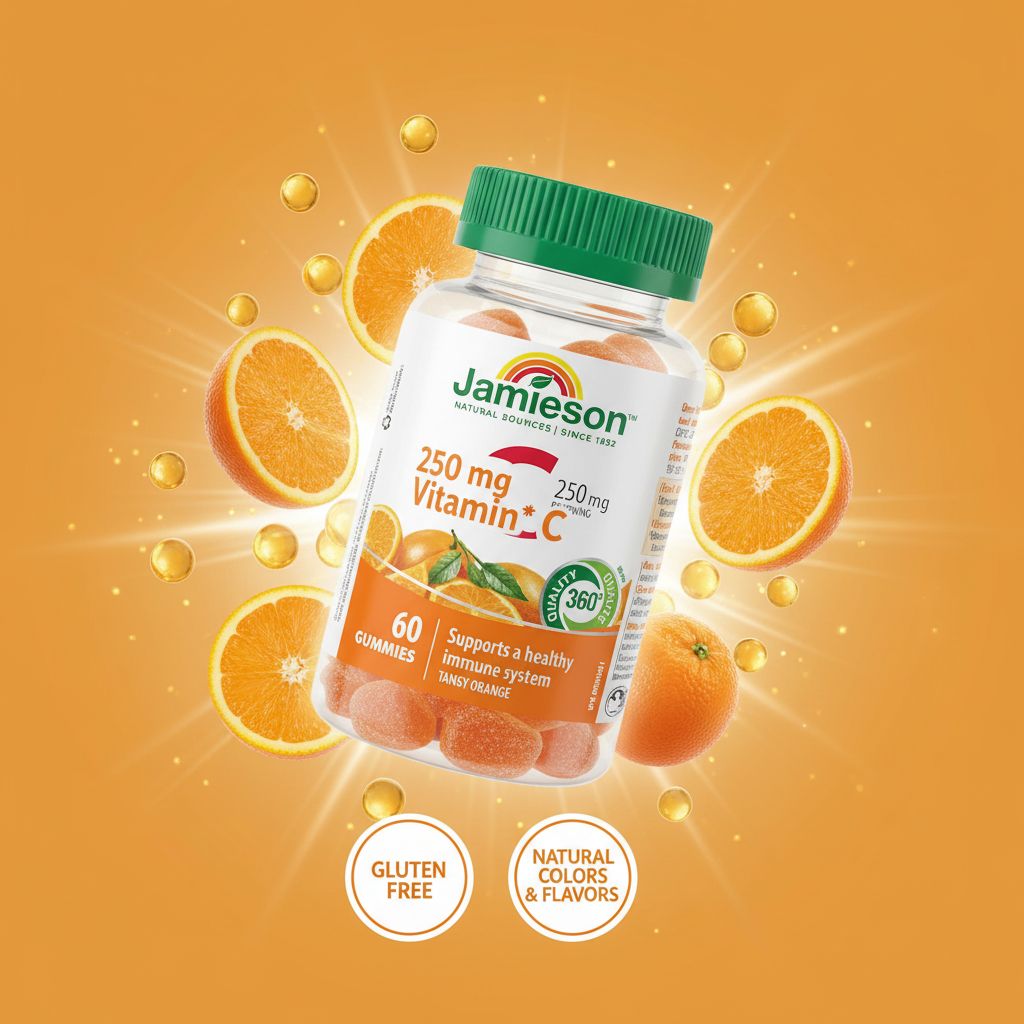 Jamieson Vitamin C Gummies 250 mg – Immune Support, Tangy Orange, 60 Gummies - Image 7