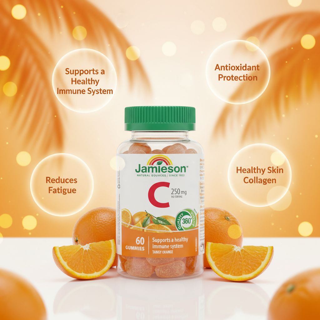 Jamieson Vitamin C Gummies 250 mg – Immune Support, Tangy Orange, 60 Gummies - Image 5