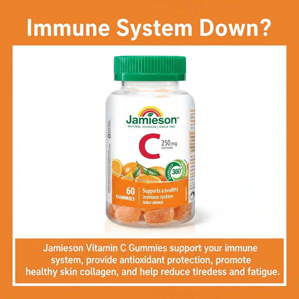 Jamieson Vitamin C Gummies 250 mg – Immune Support, Tangy Orange, 60 Gummies - Image 4