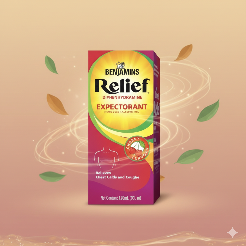 Benjamins Relief Diphenhydramine Elixir Sugar-Free Cherry 120mL | Allergy & Cold Relief | Alcohol-Free - Image 7