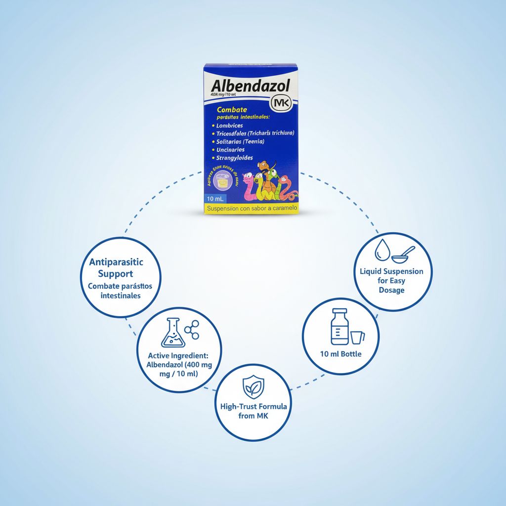 Albendazol 400mg/10mL Suspension – Intestinal Parasite Treatment – 10mL Caramel Flavor - Image 6