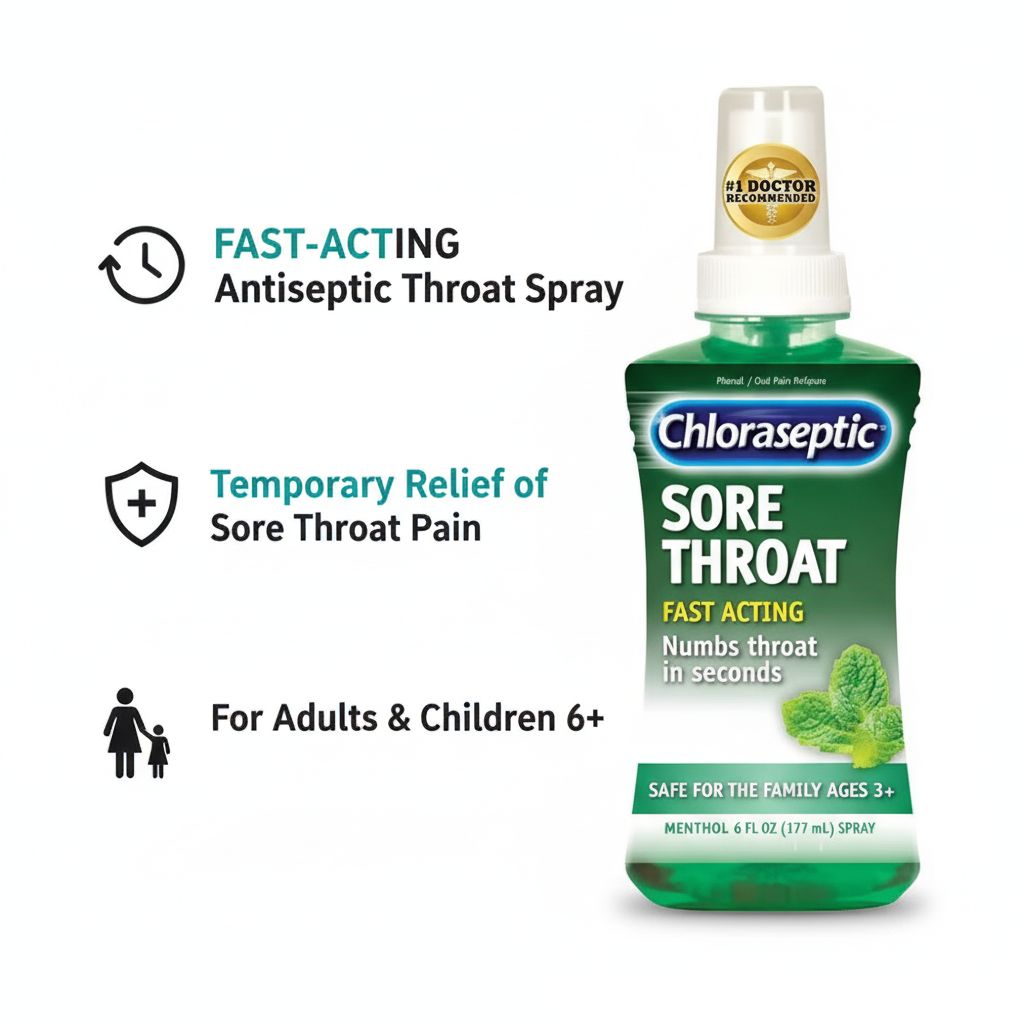 Chloraseptic Sore Throat Spray Menthol 177ml | Fast Acting Throat Numbing Relief | Family Use Ages 3+ - Image 4