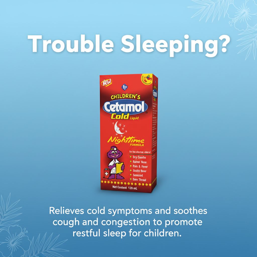 Children's Cetamol Cold Nighttime Liquid 120ml | Kids Cold & Flu Relief | Cough, Fever & Runny Nose Support - Image 4