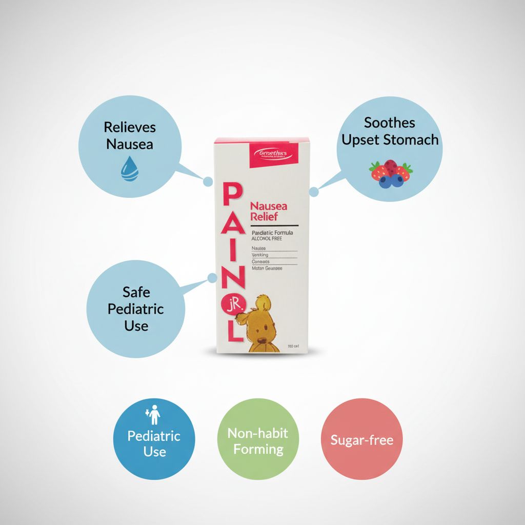 Painol Jr Nausea Relief 100mL | Kids Motion Sickness & Vomiting Relief | Alcohol-Free Pediatric Formula - Image 5