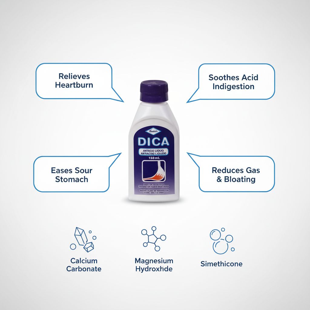 DICA Antacid Liquid 150 mL | Fast Relief for Heartburn, Acid Indigestion & Upset Stomach - Image 6