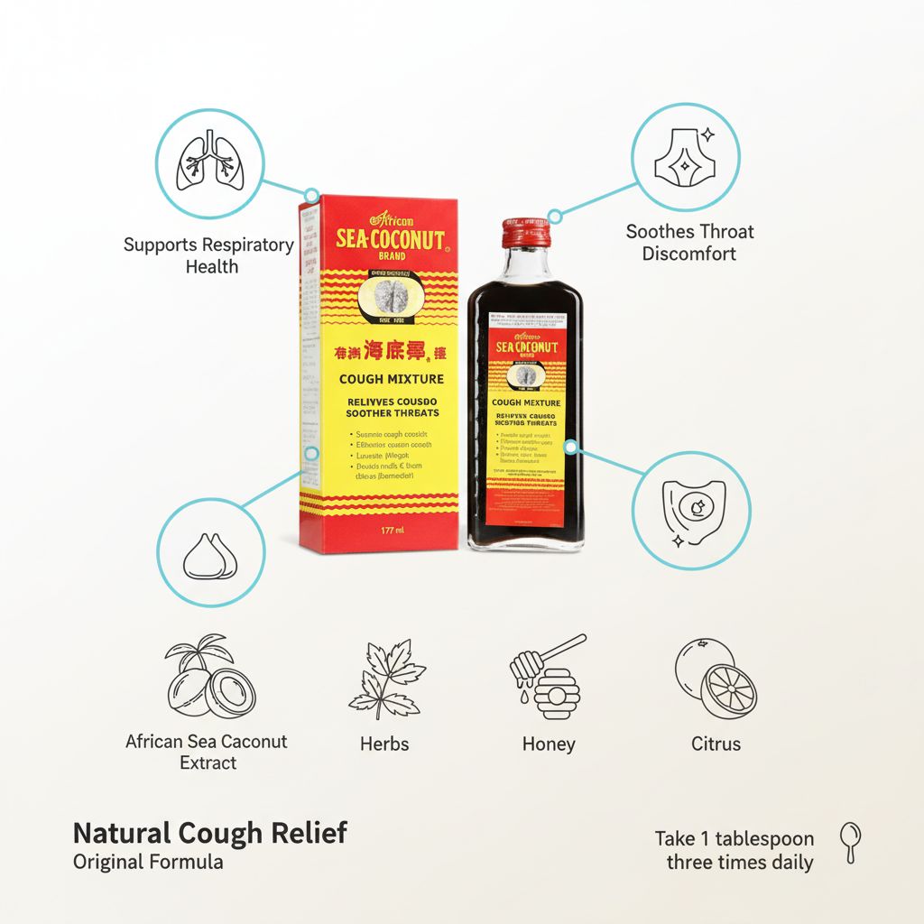 African Sea-Coconut Brand Cough Mixture – Relieves Coughs & Soothes Throats | 177 ml - Image 4