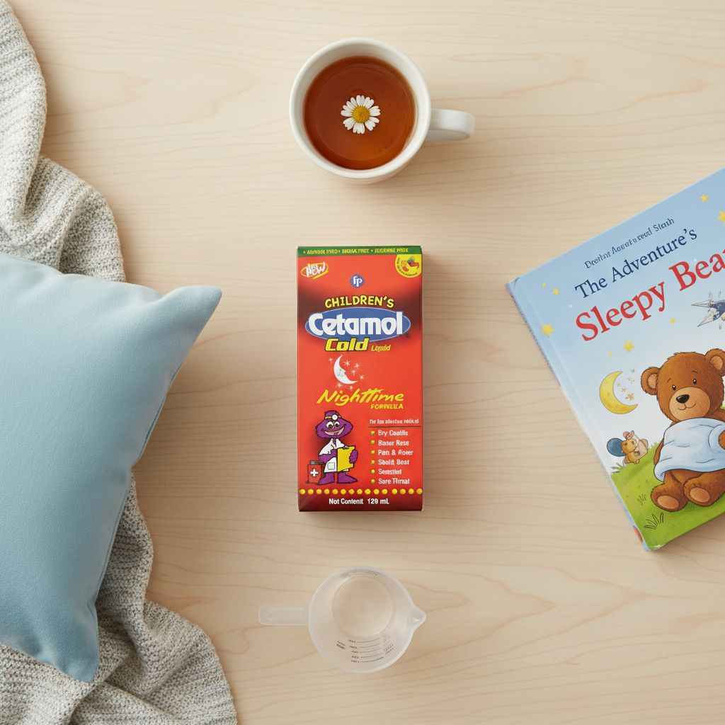 Children's Cetamol Cold Nighttime Liquid 120ml | Kids Cold & Flu Relief | Cough, Fever & Runny Nose Support - Image 3