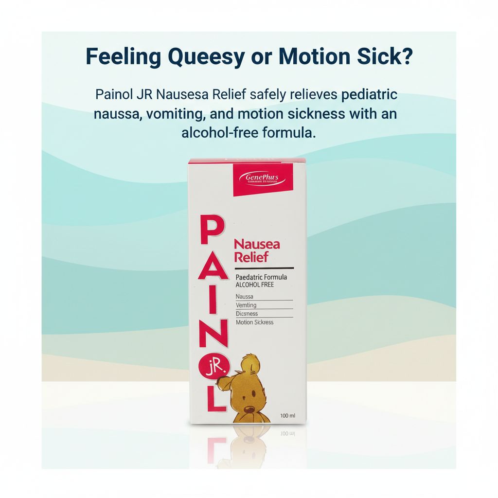 Painol Jr Nausea Relief 100mL | Kids Motion Sickness & Vomiting Relief | Alcohol-Free Pediatric Formula - Image 4