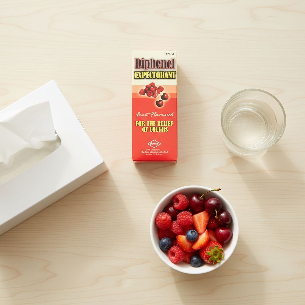 Diphenel Expectorant 125 mL | Relief of Coughs | Fruit Flavoured Expectorant Syrup - Image 4