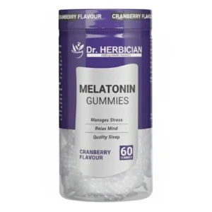 Dr. Herbician Melatonin Gummies – Stress Relief & Sleep Support – Cranberry Flavour – 60 Gummies